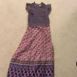 SEA NY fashion brand midi length dress with crochet top and zipper back